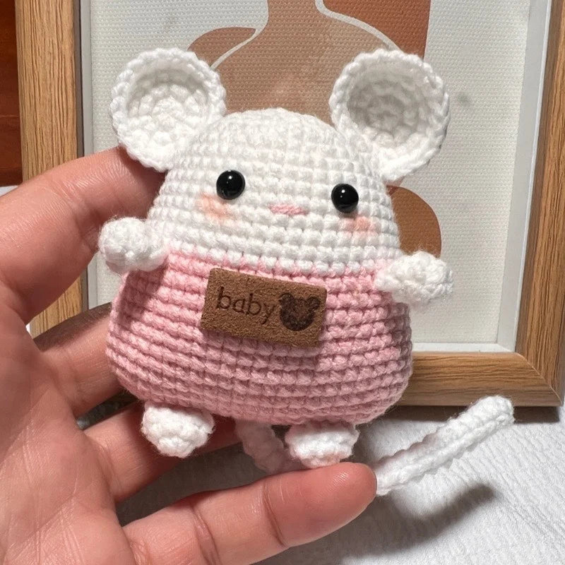 Crochet Keychain, Cute Couple Mouse Key Chain Car Key Ring Pendant Plush School Bag Pendant Gift Kawaii Backpack Keychains