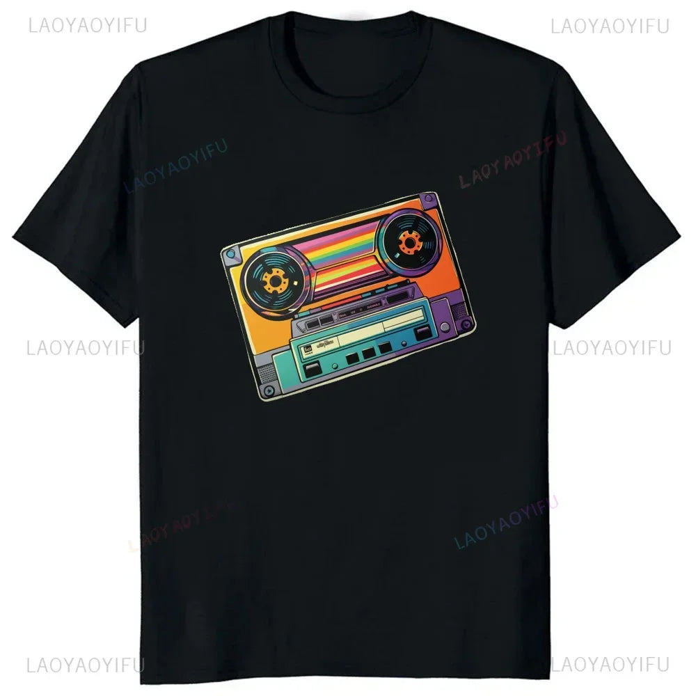 Vintage Cassette Tape Pencil Printed T-Shirt