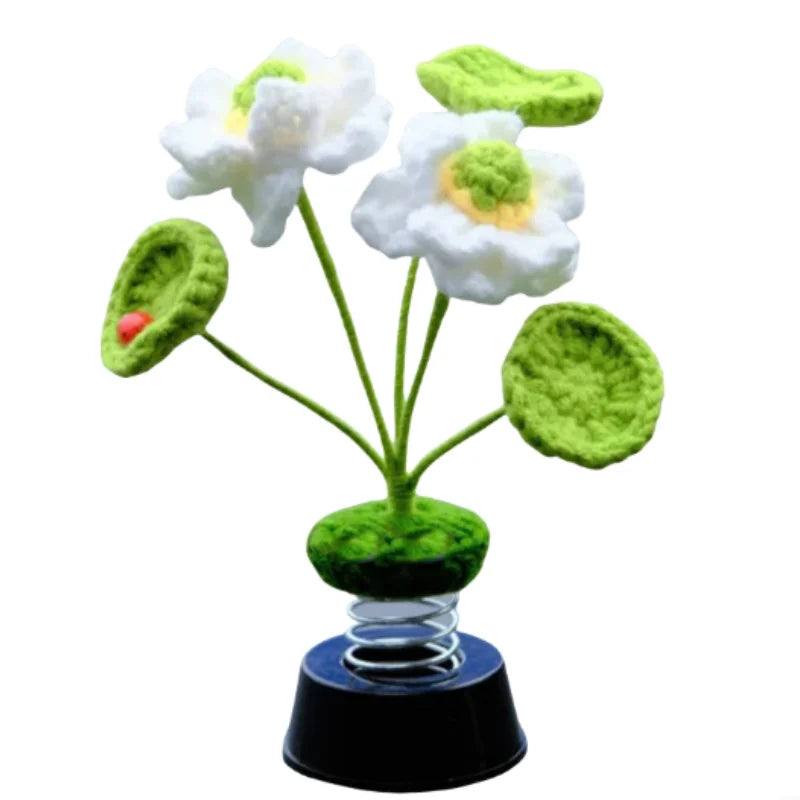 Creative Handmade crocheted freshness Lotus leaves and lotus flowers pots plants Car oranment For girls gifts Home gardon decor