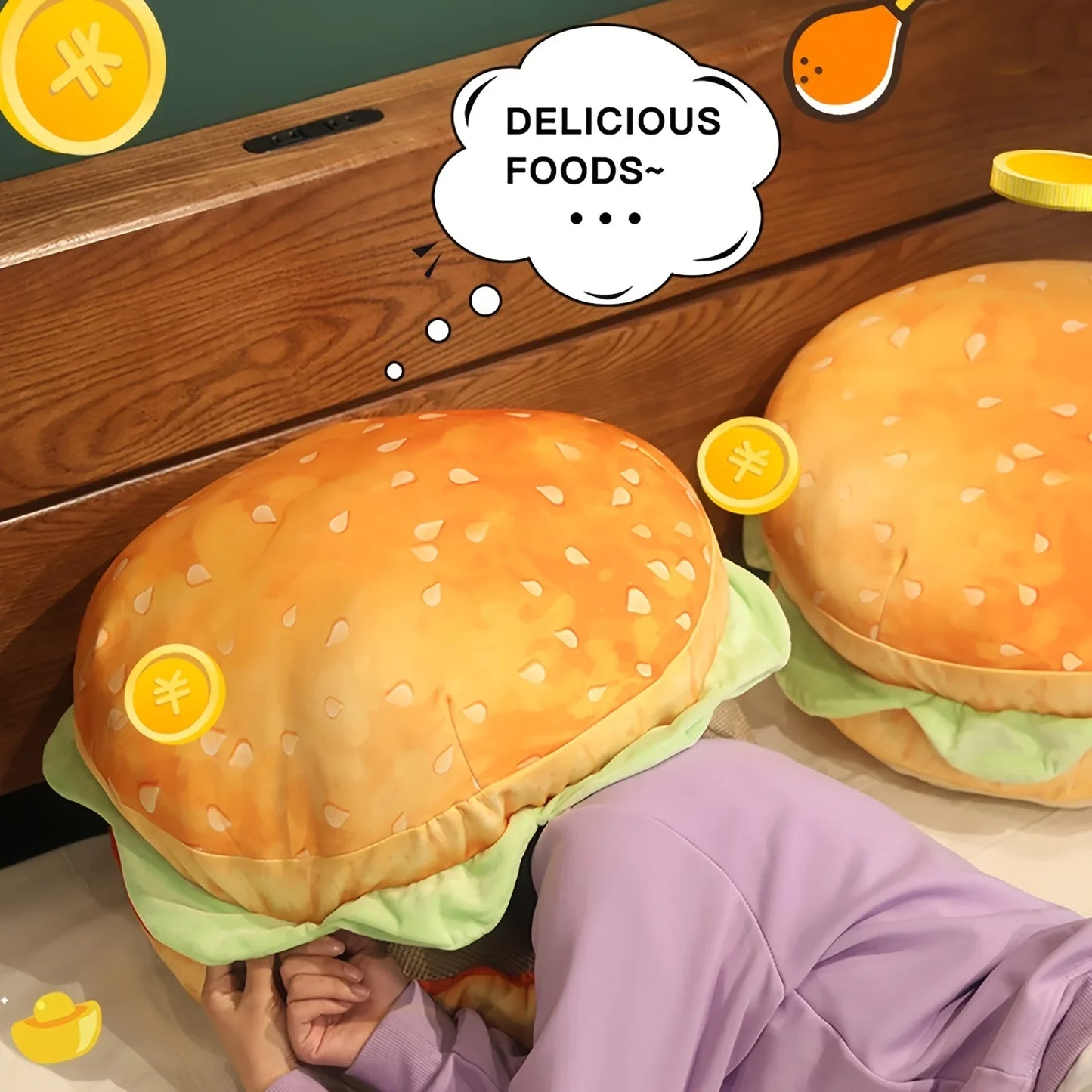 Realistic Burger Pillow