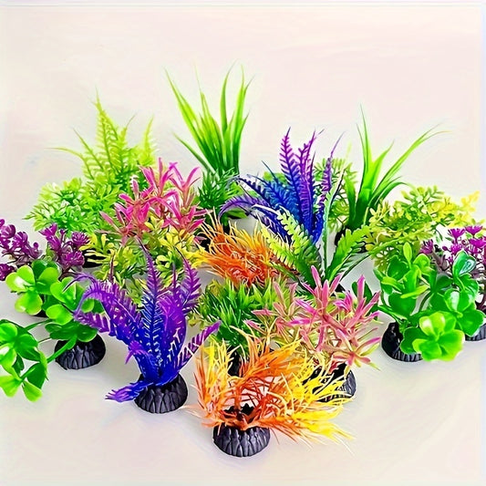 Colorful Ocean - 5-Piece Vibrant Aquarium Artificial Plant Set,