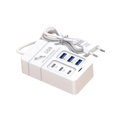 6 IN 1 USB Charger 35W PD Type C Fast Charge Charger Wall Phone Adapter Quick Charger 3.0 USB Hub EU US Plug USB Type C Charger