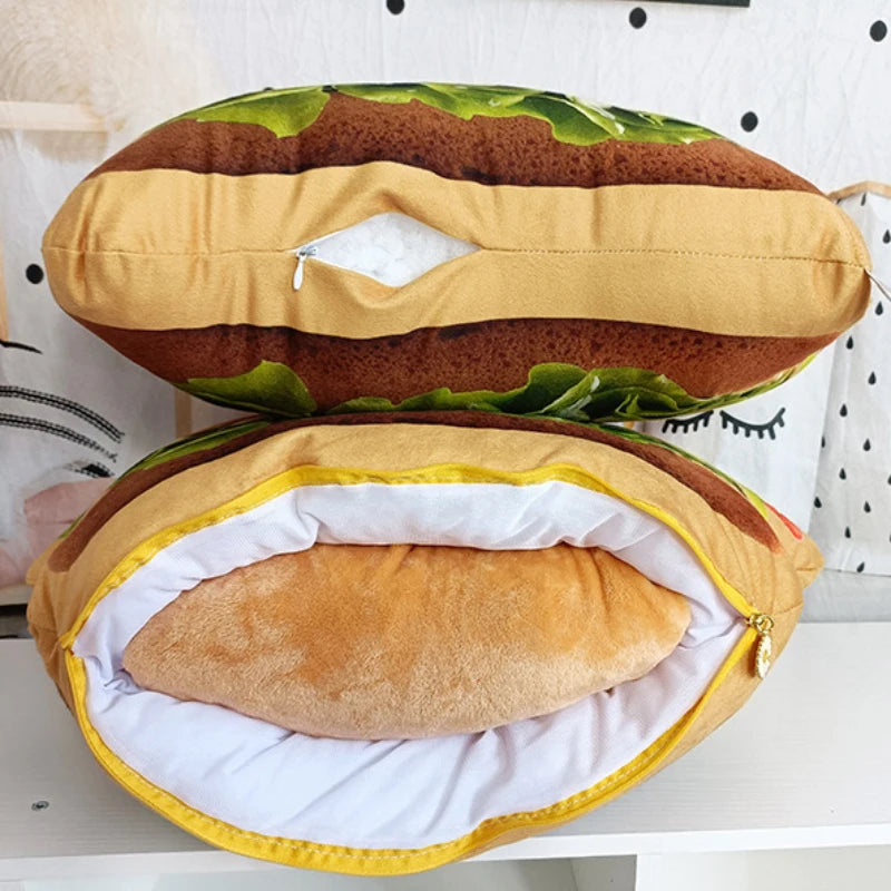Life like Plush Hamburger Pillow
