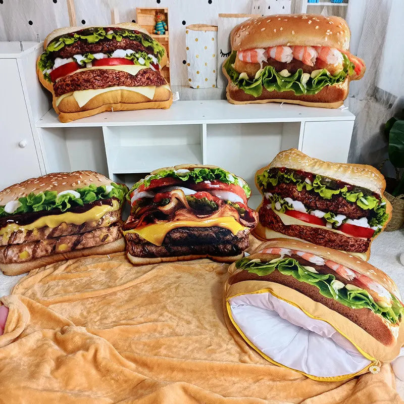 Life like Plush Hamburger Pillow