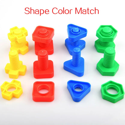 5 Set Screw Building Blocks Nut Shape Match Puzzle Toys For Children Infant Montessori Shape Color Recognize Educational Toys