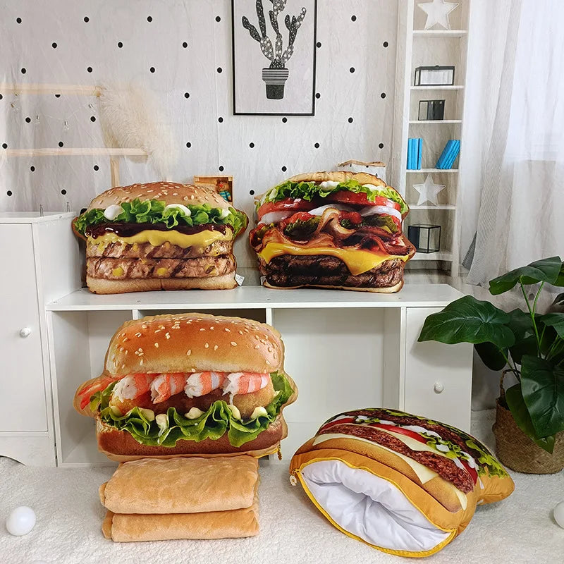 Life like Plush Hamburger Pillow