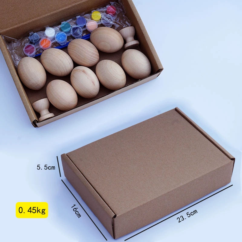 Blank Wood Egg DIY Hand-Painted Painted Graffiti Easter Egg Log Solid Wood Kindergarten Hand-Painted Egg