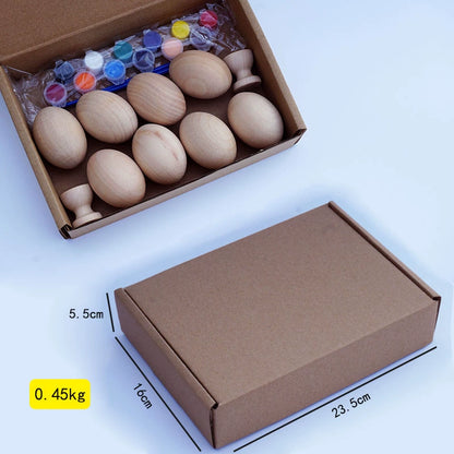 Blank Wood Egg DIY Hand-Painted Painted Graffiti Easter Egg Log Solid Wood Kindergarten Hand-Painted Egg
