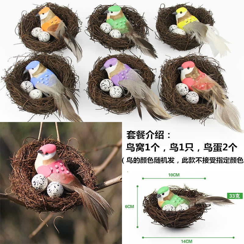 Bird Nest Rattan Artificial Easter Props Bird Nest