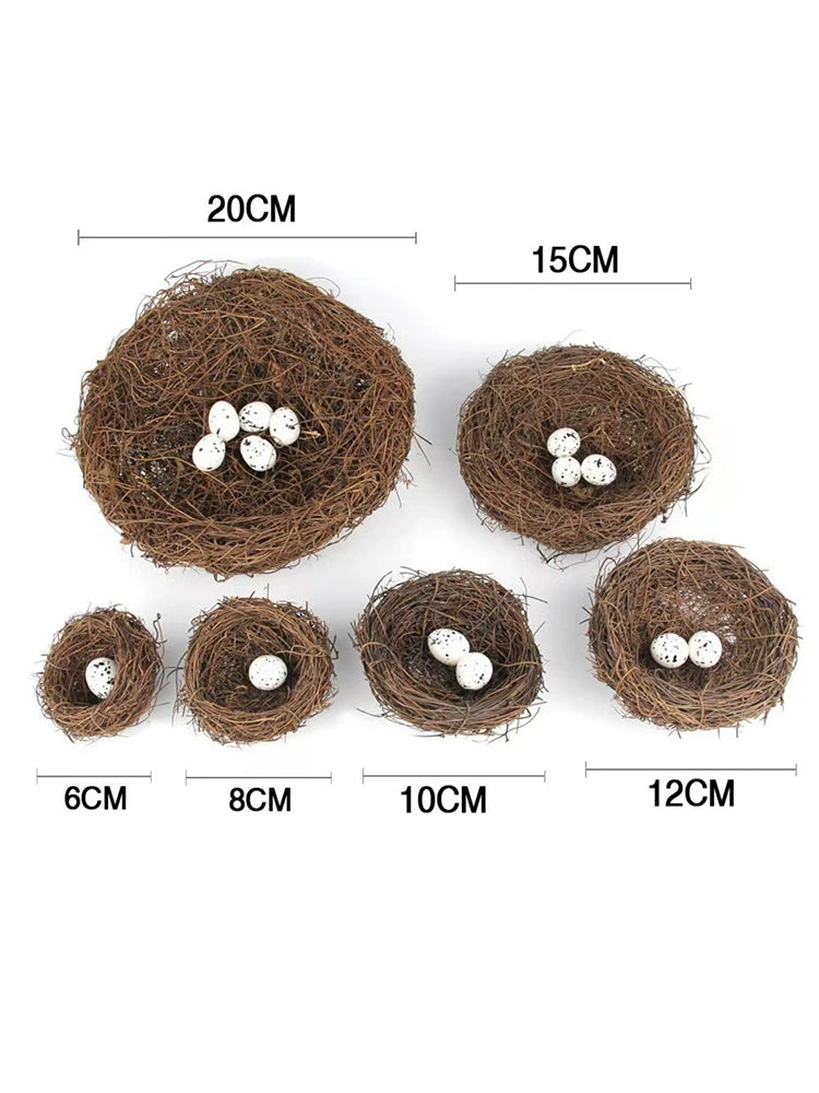 Bird Nest Rattan Artificial Easter Props Bird Nest