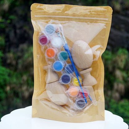 Blank Wood Egg DIY Hand-Painted Painted Graffiti Easter Egg Log Solid Wood Kindergarten Hand-Painted Egg