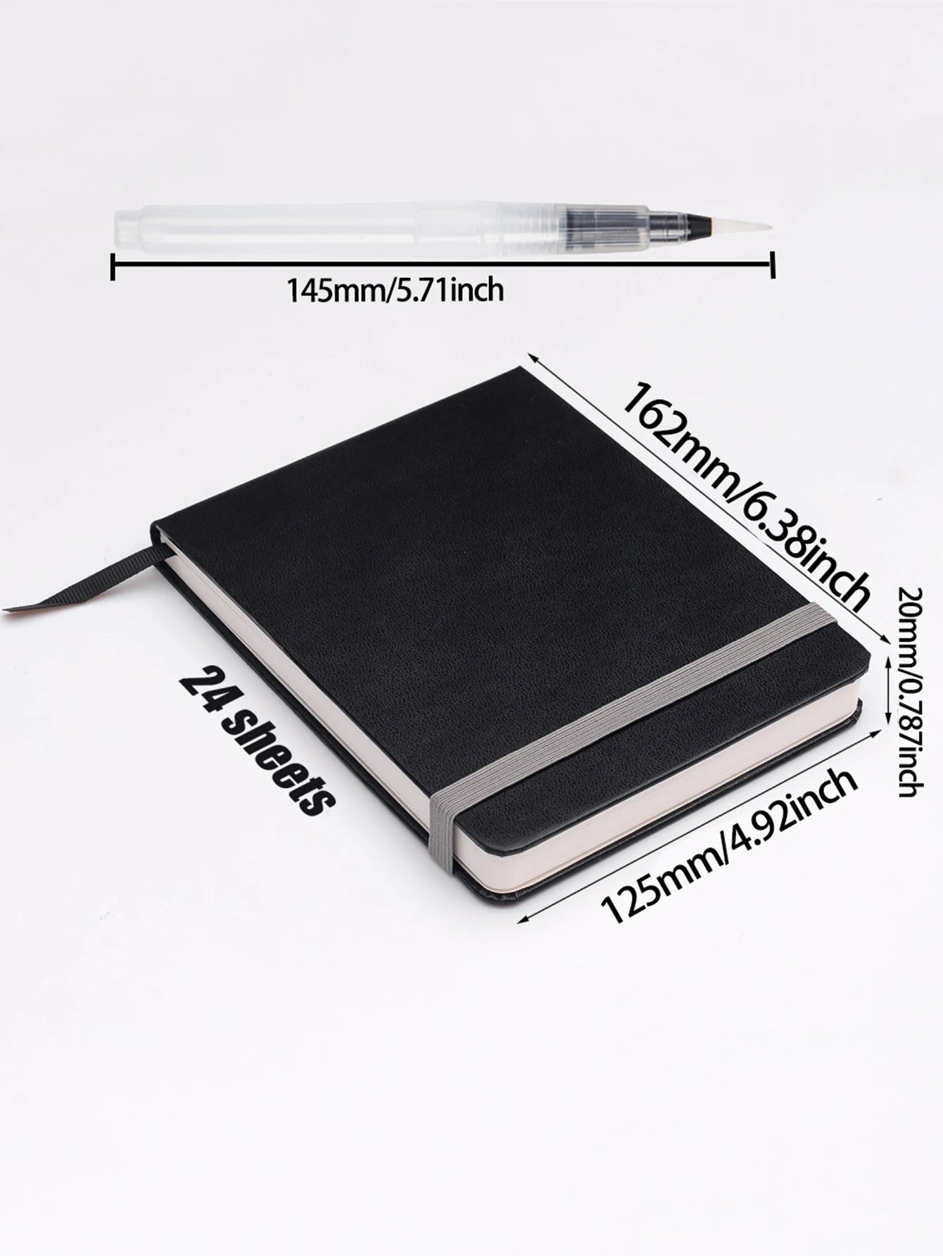 Watercolor Paper Sketchbook, with Elastic Strap Watercolor Brush Pen