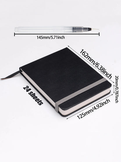 Watercolor Paper Sketchbook, with Elastic Strap Watercolor Brush Pen