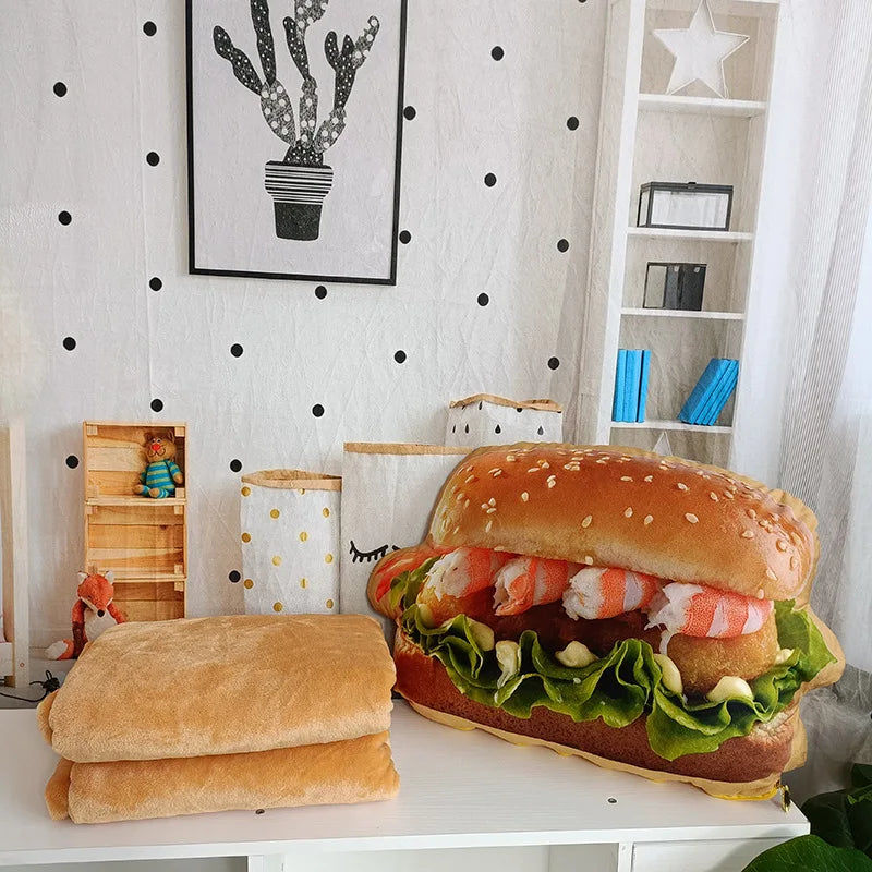 Life like Plush Hamburger Pillow