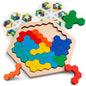 3D Hexagonal Wooden Puzzles Educational Toys For Children Kids Preschool Tangram Board Brain IQ Test Game Montessori Toys Gifts