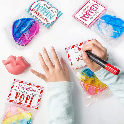 24PCS Pop Heart Fidget Toys Anxiety Stress Reliever Toy Bulk Toddlers Adults School Classroom Party Favors Valentines Day Gifts