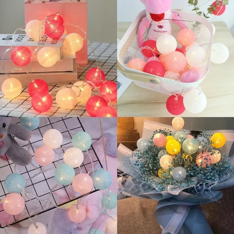 3M 20 LED Cotton Garland Balls Lights String