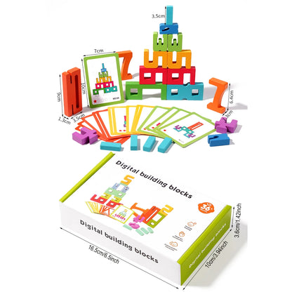 Wooden Number Buiding Blocks Montessori Creative Puzzle Stacking Toys Educational Toys Early Math Logical Thinking Development