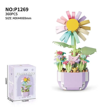 Puzzle Decompressing Building Blocks Toys, Block Toys Decorative Potted Plants,Party Favors,Assembling Blocks DIY Creative Decor