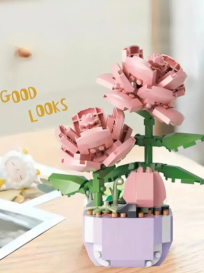 Puzzle Decompressing Building Blocks Toys, Block Toys Decorative Potted Plants,Party Favors,Assembling Blocks DIY Creative Decor