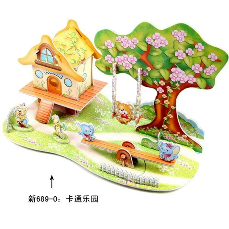 Custom Puzzle Photo Cartoon Castle Princess House 3d Puzzle Jigsaw Learning Educational Toys For Children Personalized Gift Toys