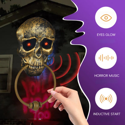 Halloween Horror Doorbell Ghost Skull Trick Toy Ghost House Party Supplies Luminous Skull Head Knocker Skeleton Head Door Bell