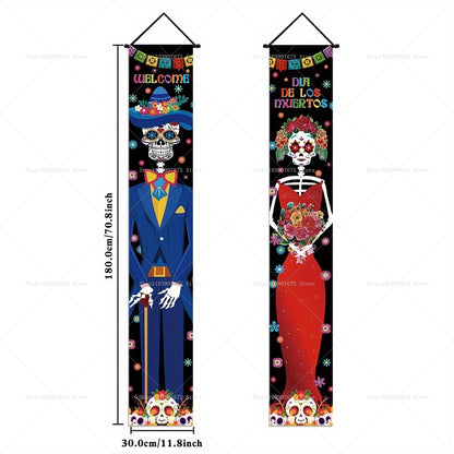 Dia De Los Muertos Porch Sign Banners Mexico Day of The Dead