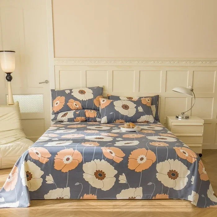 Flower Bed Sheet Set 3Pcs Cotton Thickened