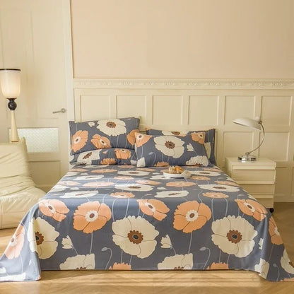 Flower Bed Sheet Set 3Pcs Cotton Thickened