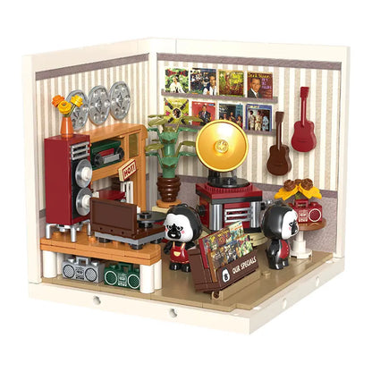 Super town store puzzle building block assembly toy model DIY cottage house model playing house girl