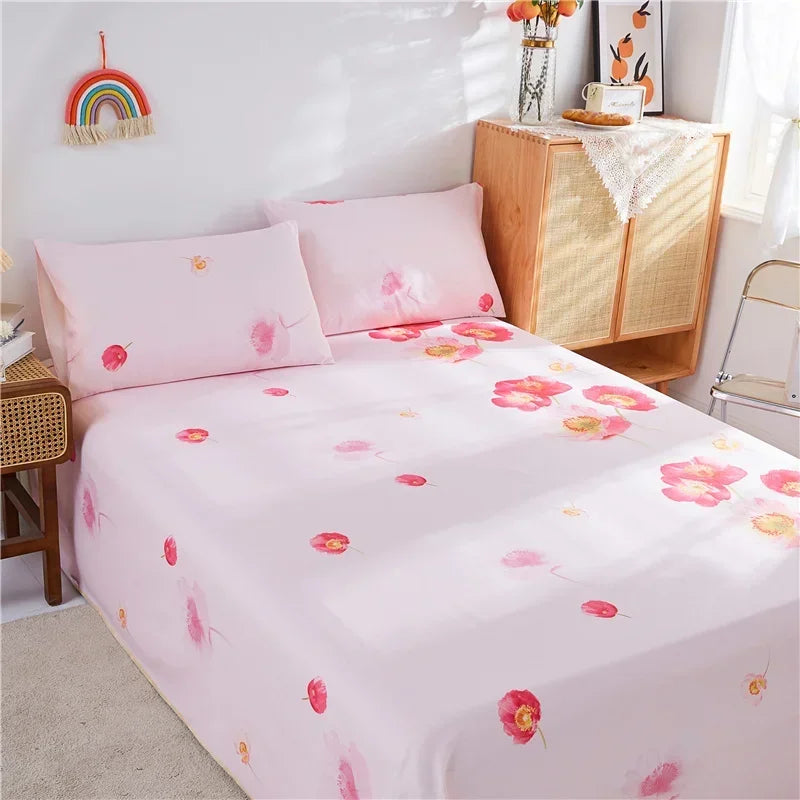 Flower Bed Sheet Set 3Pcs Cotton Thickened