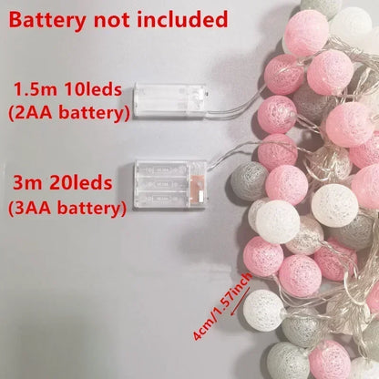 3M 20 LED Cotton Garland Balls Lights String