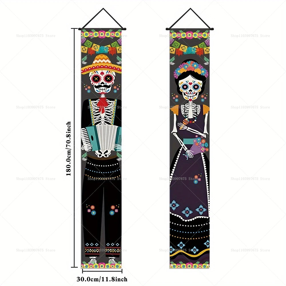 Dia De Los Muertos Porch Sign Banners Mexico Day of The Dead