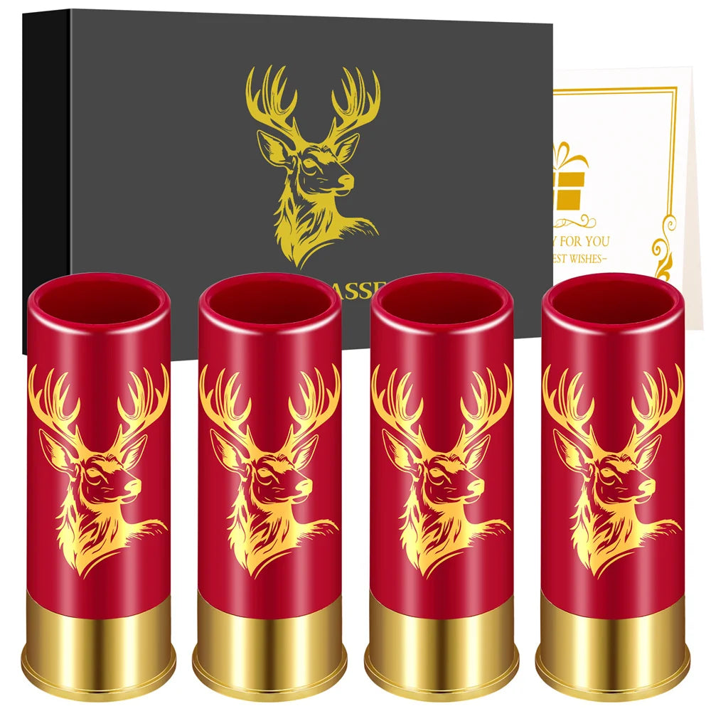 Elk Head Decor Plastic Shot Glasses 4pcs/Set Drinking Cup High Quality Plastic Shotgun Bullet Shape Water Wine Party Barware