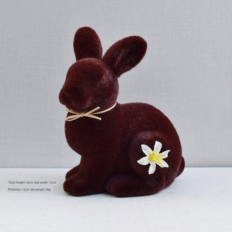 Short Velvet Moss Living Room Small Ornaments Easter Bunny