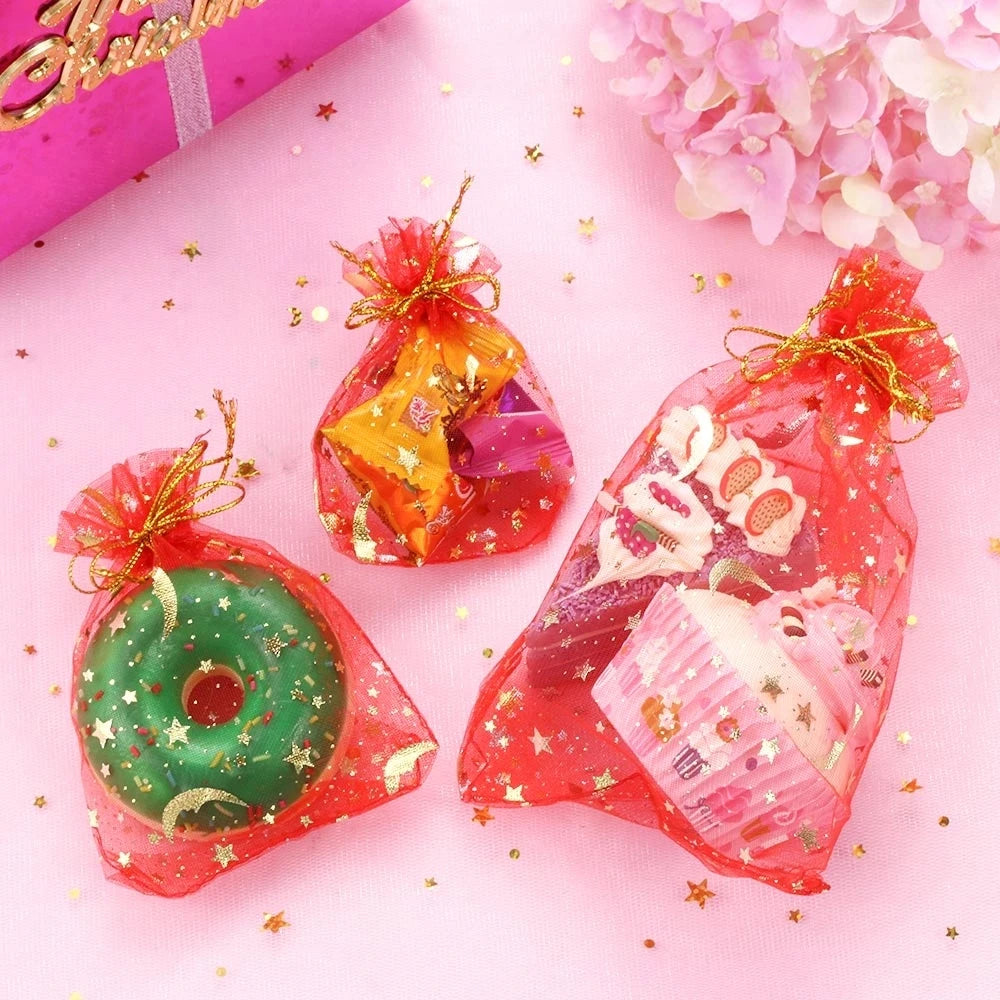 50PCS Moon Stars Drawstring Organza Bags