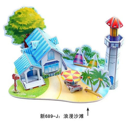 Custom Puzzle Photo Cartoon Castle Princess House 3d Puzzle Jigsaw Learning Educational Toys For Children Personalized Gift Toys