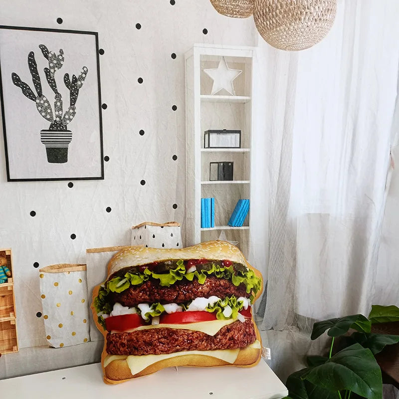 Life like Plush Hamburger Pillow