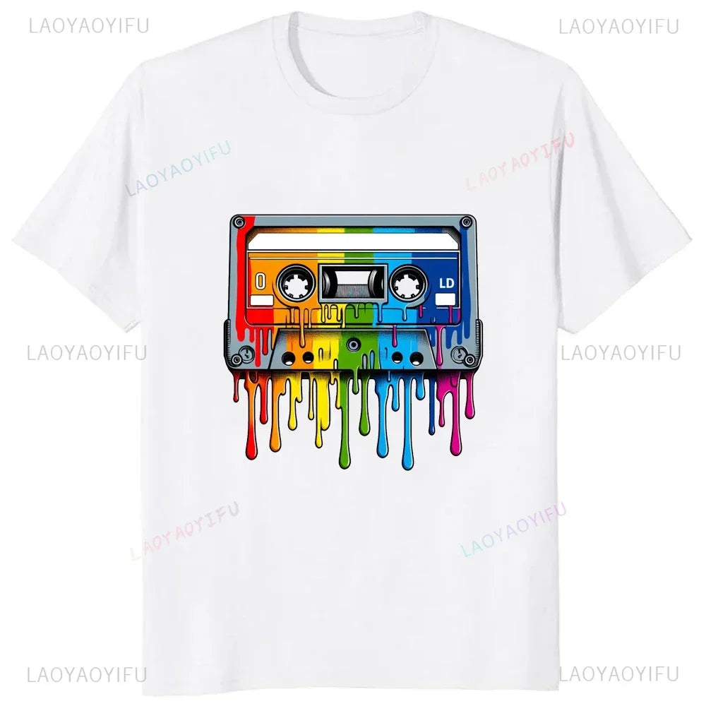 Vintage Cassette Tape Pencil Printed T-Shirt