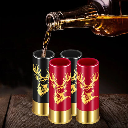 Elk Head Decor Plastic Shot Glasses 4pcs/Set Drinking Cup High Quality Plastic Shotgun Bullet Shape Water Wine Party Barware