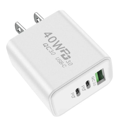 USB C Charger 40W Mobile Phone Type-C PD Fast Charging High Speed Quick Charge 3.0 Wall Adapter Multiple Ports for iPhone Xiaomi