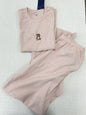 Duck Bear Embroidered Striped T-shirt Pant Set Women Summer 2 Piece Sets Pajama Cute Kawaii Short Sleeve Tees Sweatpant 2025