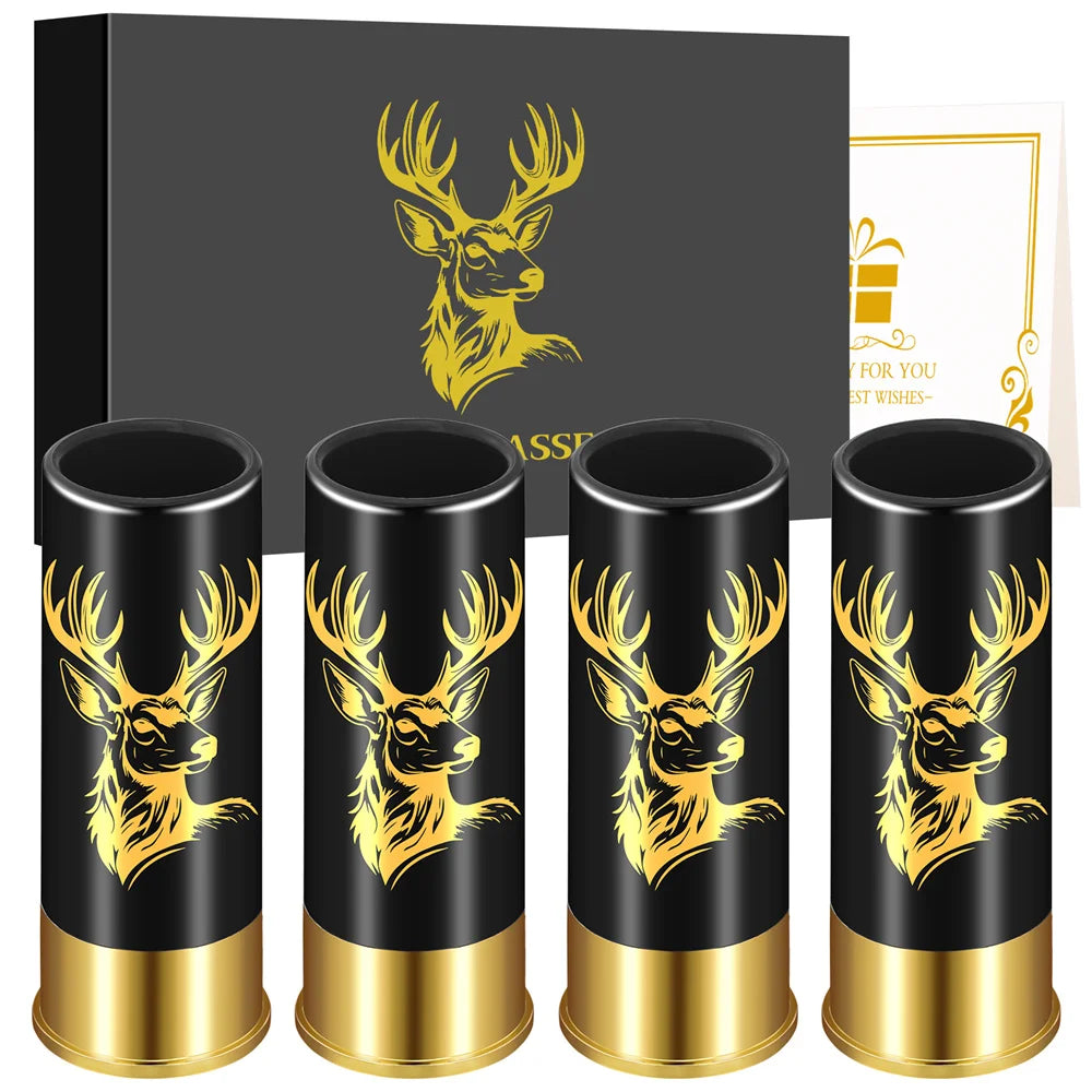 Elk Head Decor Plastic Shot Glasses 4pcs/Set Drinking Cup High Quality Plastic Shotgun Bullet Shape Water Wine Party Barware