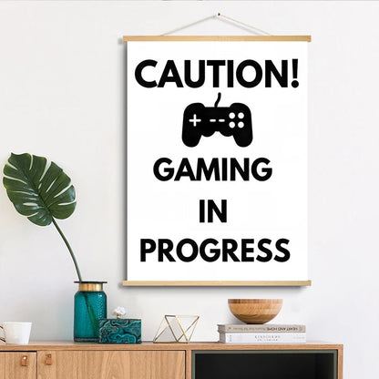 Soild Wood Scroll Hanging Canvas Posters Picture for Boys Room Canvas Wall Art Bedroom Gaming Room Posters Teen Room Decoration