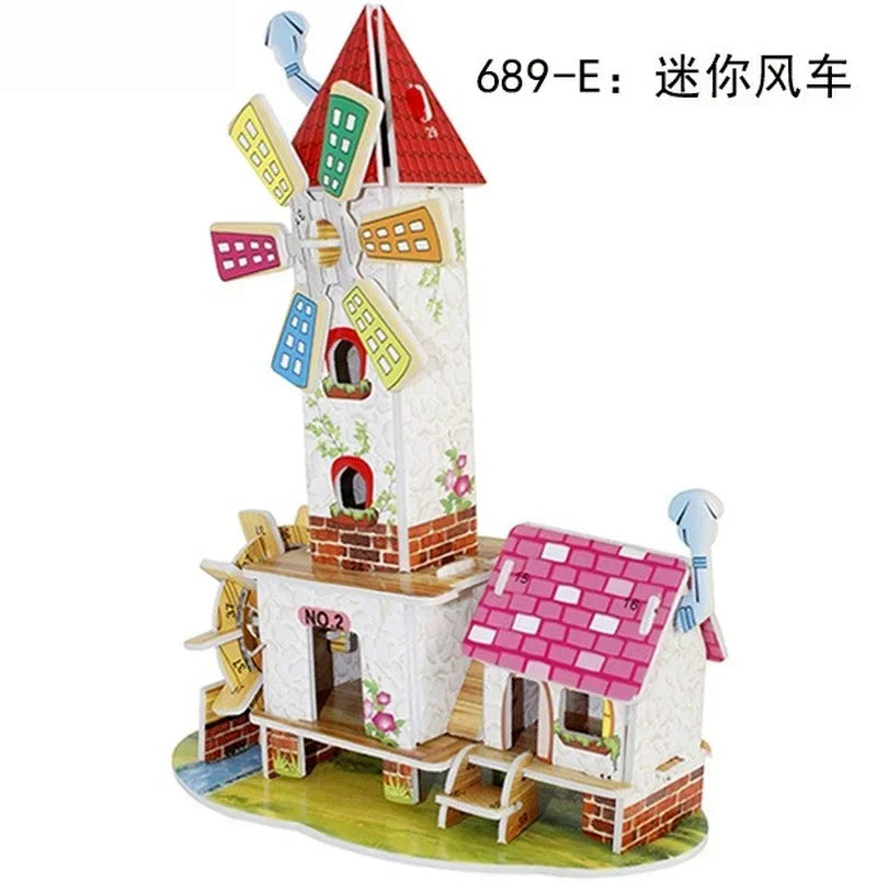 Custom Puzzle Photo Cartoon Castle Princess House 3d Puzzle Jigsaw Learning Educational Toys For Children Personalized Gift Toys