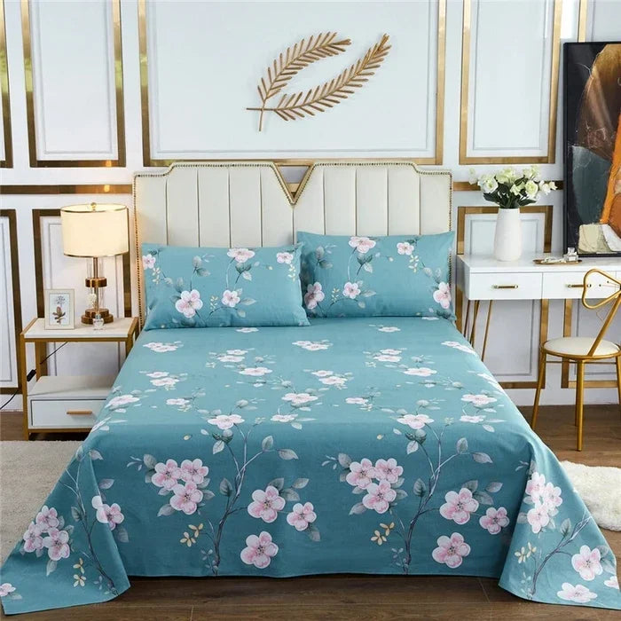 Flower Bed Sheet Set 3Pcs Cotton Thickened