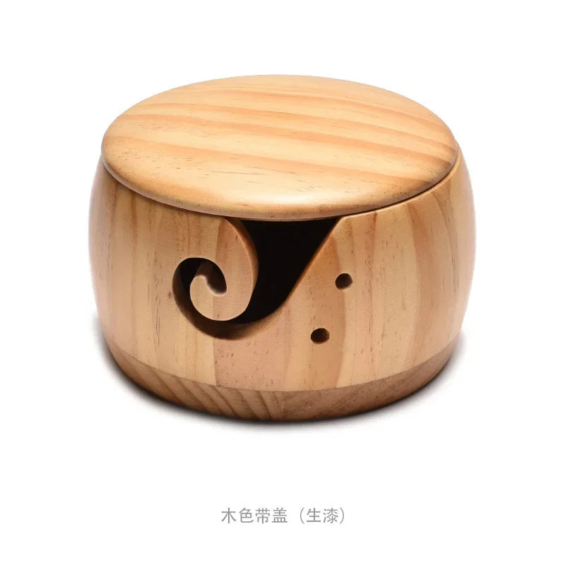 Wooden Yarn Knitting Bowl Large Crochet Yarn Storage Holder Handmade Crocheting Accessories and Supplies Organizer