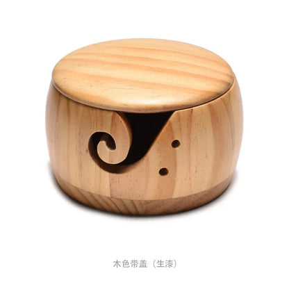 Wooden Yarn Knitting Bowl Large Crochet Yarn Storage Holder Handmade Crocheting Accessories and Supplies Organizer