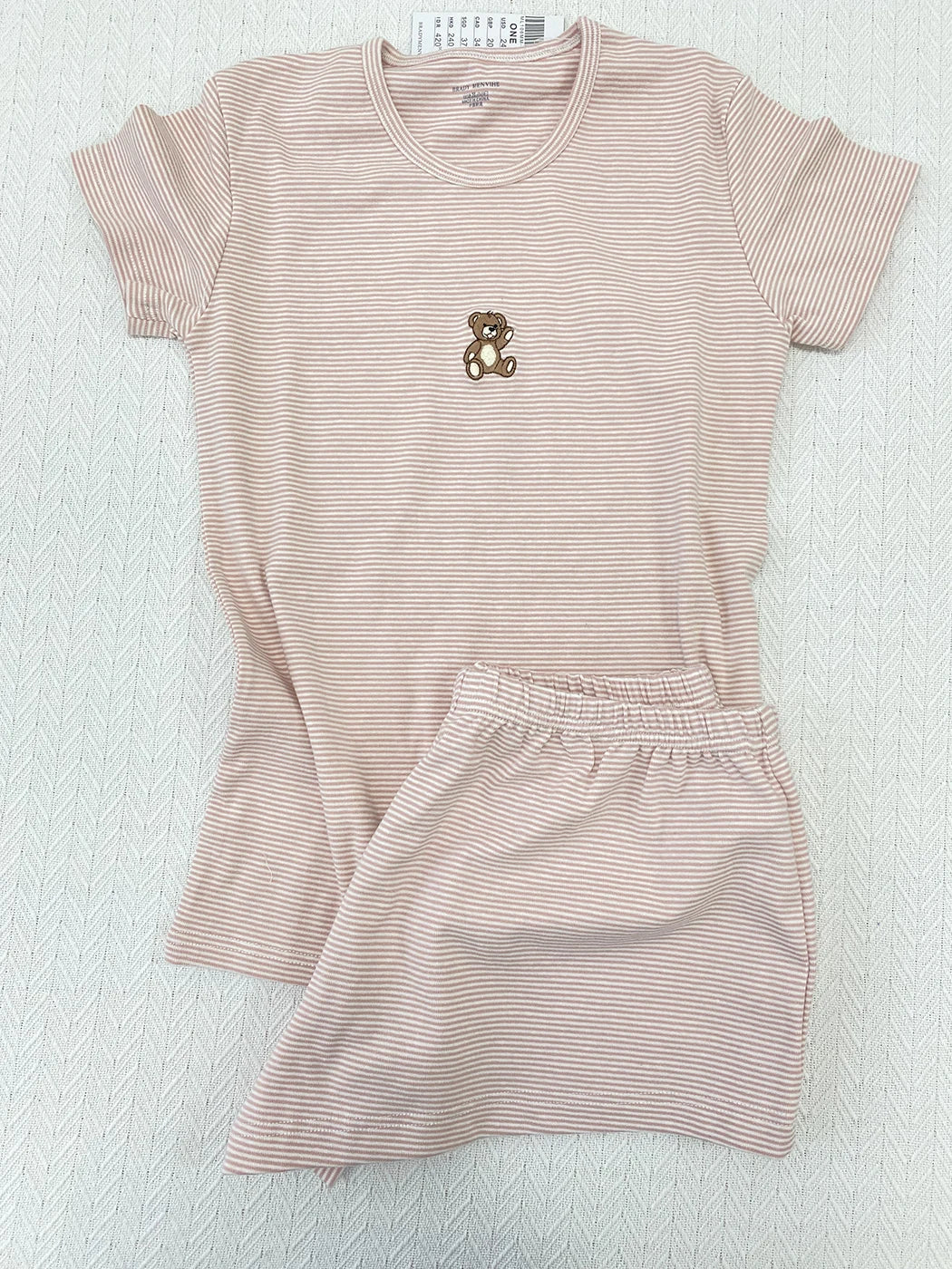 Duck Bear Embroidered Striped T-shirt Pant Set Women Summer 2 Piece Sets Pajama Cute Kawaii Short Sleeve Tees Sweatpant 2025