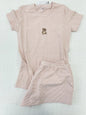 Duck Bear Embroidered Striped T-shirt Pant Set Women Summer 2 Piece Sets Pajama Cute Kawaii Short Sleeve Tees Sweatpant 2025